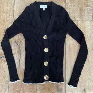 & Other Stories Paris Atelier Black Ribbed Cardigan